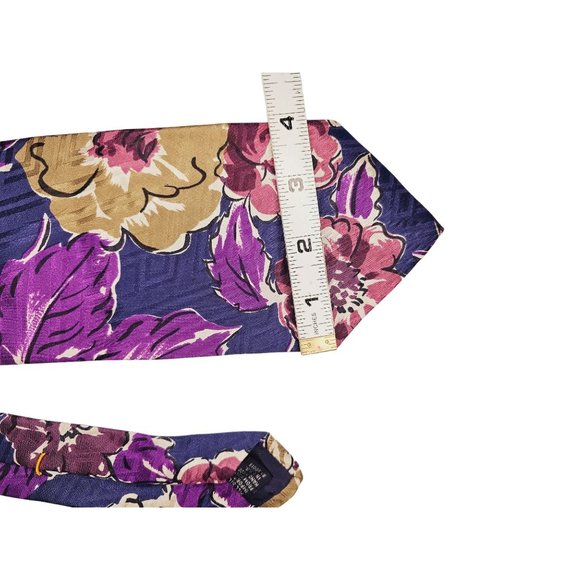 XMI Peter's clothiers‎ Silk Tie floral print purple Vintage - Picture 7 of 7